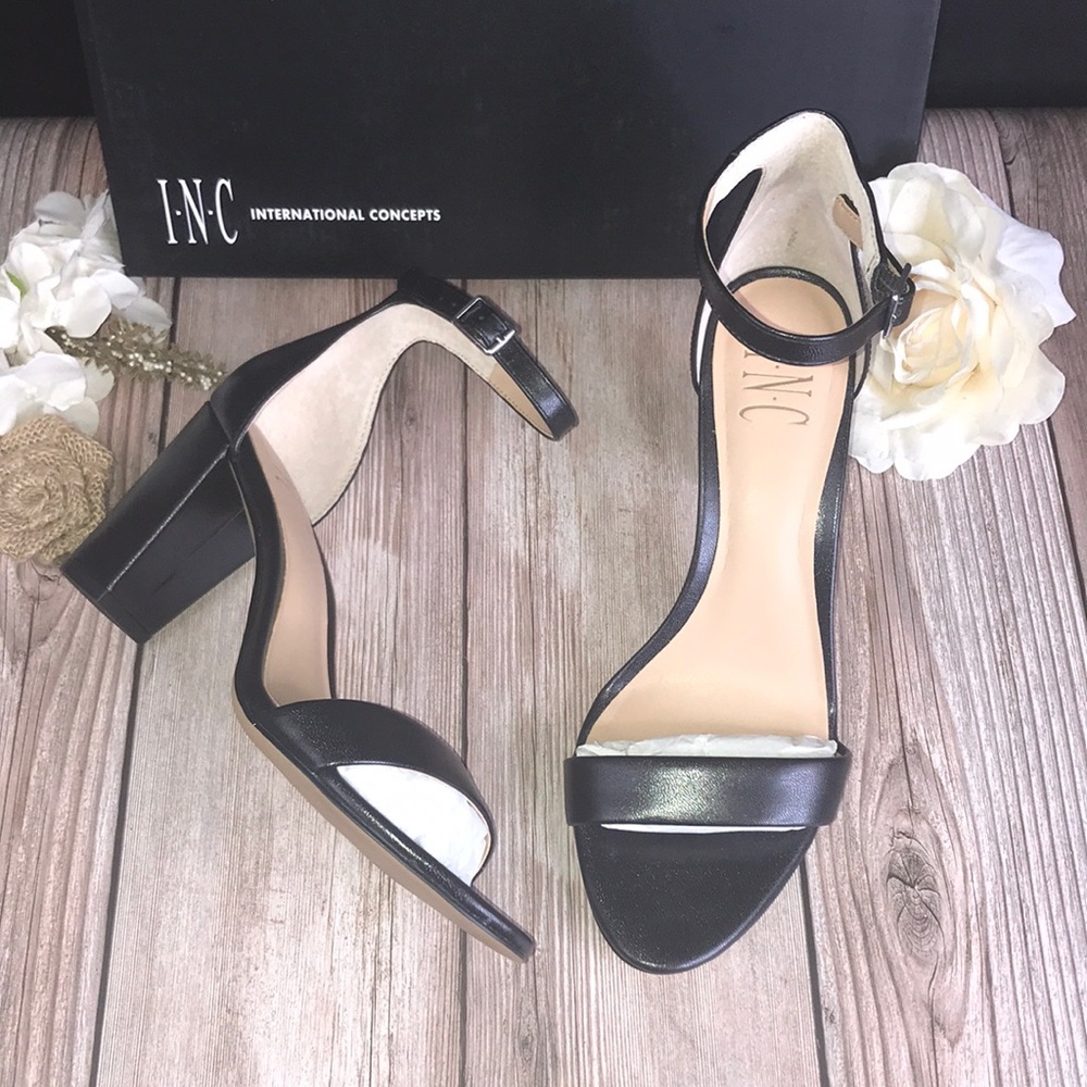 INC Black Heeled Sandals 8M